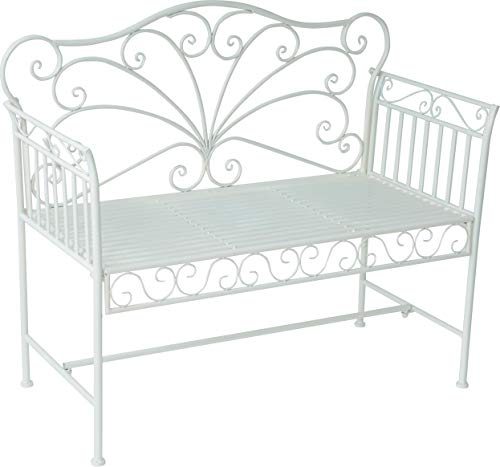 Panchina Stile Romantico In Ferro Bianco 109.5x51x95.5 cm