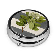 Scatola rotonda per medicina portatile, mini pillole in metallo, dispenser per pillole, borsa da tasca, regalo da viaggio, strisce botaniche