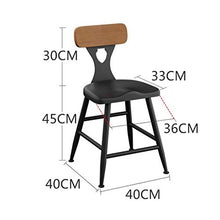 LLT Pratico sgabello Exquisite 2 Pz Bar sedia della cucina Bar Sgabelli colazione cucina contatore Chair Black Metal Telaio ergonomico sede di legno di sicurezza Schienale,45 cm,45 cm
