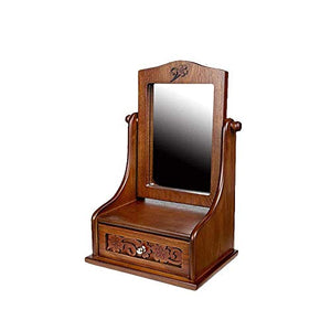 LFK, grande mobiletto in legno per gioielli, cosmetici, con specchio, in legno, specchio cosmetico con cassetto portaoggetti per bagno