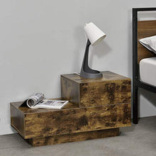 [en.casa] Comodino da Notte a 2 Cassetti 38 x 70 x 35 cm Cassettiera e Portaoggetti Mobile da Divano/Letto Posizione a Destra - Effetto Noce