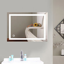 MUPAI Specchio da Bagno Appeso Frameless LED luci Specchio Parete appesa a Parete Bagno Specchio Specchio per Il Trucco Personalizzato (Bianco Freddo, 50x70cm)