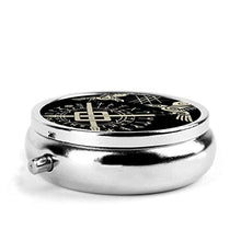 Portapillole a 3 scomparti per Odin's Raven Huginn e Muninn scandinavo Rune Tattoo Luxury Kit da viaggio in metallo rotondo argento pulsante pillola dispenser vitamine olio di pesce integratori