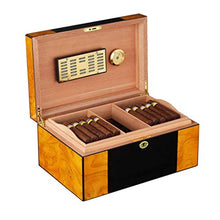 SCDZS Desktop Cigar Humidor, Cedar & Leather Cigar Box di stoccaggio Bene Seal Design con Vassoio e divisore Regolabile, Vetro igrometro e umidificatore Rettangolo