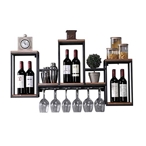 Casa e cucina Porta bottiglie da vino Cremagliera del vino di legno solido del ferro battuto europeo, scaffale, scaffale del vino di attaccatura di parete, scaffale del vino, decorazione domestica Por