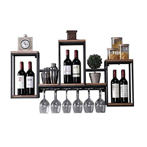 Casa e cucina Porta bottiglie da vino Cremagliera del vino di legno solido del ferro battuto europeo, scaffale, scaffale del vino di attaccatura di parete, scaffale del vino, decorazione domestica Por