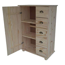 Générique BAHUT - 1 porta con 5 cassetti in pino grezzo