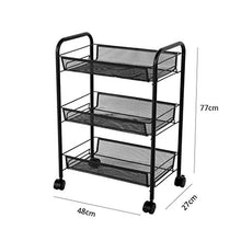 BLWX LY Scaffalatura a 3 Piani con mensole in Mesh con Ruote Cucina Carrello in Metallo Parrucchiere Portaoggetti Soggiorno Organizzazione Bagno Nero