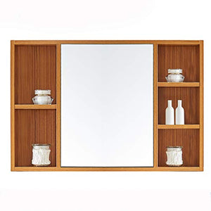 haozai Armadietto da Parete, Armadietto A Parete da Bagno con Specchio Mobile Pensile da Bagno con Porta E Mensola Marrone,900mmx600mm（Marrone） 1214