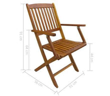 Dioche Set di tavolo da pranzo in legno di acacia 4+1, tavolo da pranzo in legno massiccio, pieghevole