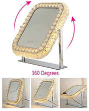 LOVEHOUGE Specchio per Il Trucco con Luci,Specchio Cosmetico in Cristallo con Luci Dimmerabili,Touch Screen,Specchio Cosmetico Girevole A 360 Gradi