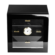 Cigar Box, Cigar Humidor Legno di Cedro Cigar Box Tre Strati di Nero può Contenere 50 Alta qualità (Size : 22x24x24cm)