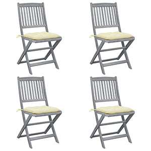vidaXL Sedie da Giardino Pieghevoli 4pz con Cuscini in Massello Acacia