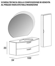 Mobile bagno sospeso moderno Comfort bianco, misura cm 100, con specchio led, lavabo e colonna