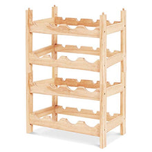 Goplus Scaffale Portabottiglie Impilabile in Legno Massello per 8 Bottiglie Porta Vino a Tavolo da Casa 43x30x25cm