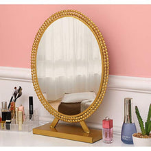 HXYSJ Specchio Ovale Specchio da Bagno Moderno Elegante ， Specchio per Trucco da Tavolo ， Mirro da Barba Unico ， con Stand （Colore: Oro ， Dimensioni ： 37,5 Cm X 52 Cm） Moda