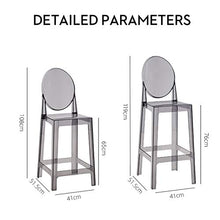 TopJiä Acrilico Sedia Fantasma Trasparente Sgabelli da Bar,Moderne Girevole Sedia con Schienale,Plastica Seggiola da Bar,per,Caffetterie,Bar,Club,Bar,Balcone,Sedia,Sgabello