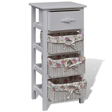 FAMIROSA Armadietto con 1 Cassetto e 3 Cestini Bianco in Legno Paulownia