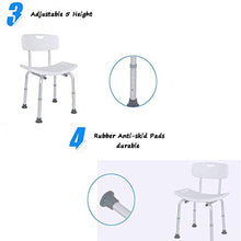 Sgabello da bagno Doccia / vasca da bagno Sgabelli lega di alluminio doccia Sedile Sgabello for / disabili Anti-Slip Anziani Mats doccia sedia regolabile in altezza con schienale 5 e manico Bagno Sedi