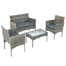 SUFUBAI - Set di mobili da balcone, 4 pezzi, set di mobili da giardino in rattan, sedia in vimini, per cortile, portico, giardino, piscina, balcone