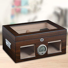 100 Sigari Raffreddamento Humidor Household Grande Capacità Cigar Cabinet Legno Di Cedro Cigar Idratante Governo Trasparente Tetto Apribile Igrometro Esterno ( Color : Brown , Size : 38*26.6*18cm )