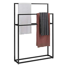 Portasciugamani da Terra,Porta Asciugamano da Terra con 2 Braccia,Porta Asciugamani da Bagno,Porta asciugamani Hjypmjj/Nero / 75x20x110cm