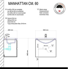 Kiamami Valentina MOBILE BAGNO 60 CM CON DUE ANTE MANHATTAN GRIGIO SOSPESO