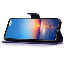 Saceebe Compatibile con Xiaomi play Custodia pelle Cover a libro Portafoglio Flip Case [Custodia in pelle goffrata con fiori e farfalle con cordino] anteriore e posteriore Bumper Case,viola scuro
