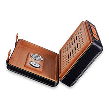 JINGZHUN Humidor per sigari, Cigar Box Legno di Cedro Black Mat Check in Pelle Cigar Humidor Moda E Semplice Cigar Box Portatile