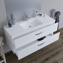 Mobile bagno SOSPESO 120 cm con lavabo in ceramica e specchio con cassetti BIANCO LINDA 8220