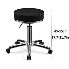 SXRDZ Lab Sgabello su ruote, regolabile in altezza Sgabello girevole con PU Nero sedile in pelle sintetica, Altezza regolabile 48-60 cm, peso 160 Kg supportati, lavoro Sgabello for Estetista Parrucchi