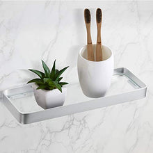 Kinlo - Mensole da bagno e mensole senza fori, in vetro temprato, autoadesive, in alluminio, da appendere alla parete, per cucina, bagno, doccia, colore: Argento 25 cm
