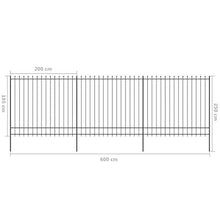 Palizzata di Sicurezza Appuntita in Acciaio 600x200 cm Nera Articoli di ferramenta Barriere e recinzioni Pannelli per recinzioni