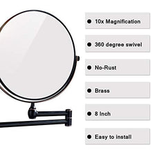 Nero Specchio Ingranditore da Parete 10X, Specchio Double Face Ingrandimento X 10 Cosmetico da Trucco per Make up da Parete