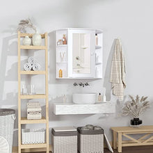homcom Mobiletto Pensile da Bagno con Specchiera, Anta Centrale e Mensole in Legno Bianco (60 x 17 x 63 cm)