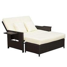 Divano da Giardino con Panca Poggiapiedi 130x72x96 cm in Rattan Marrone