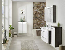 FACKELMANN Armadietto con specchio a LED TwinDY/armadietto da bagno con ante a soffietto, effetto 3D, dimensioni (L x A x P): ca. 110 x 78,5 x 16,5 cm, con specchio e illuminazione per bagno, 4 porte/corpo: nero