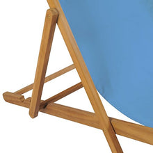 Festnight- Sedia a Sdraio in Legno di Teak/Lettino Prendisole 56x105x96 cm Blu
