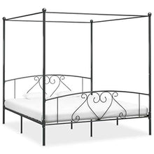 SKM Letto a Baldacchino Grigio in Metallo 200x200 cm