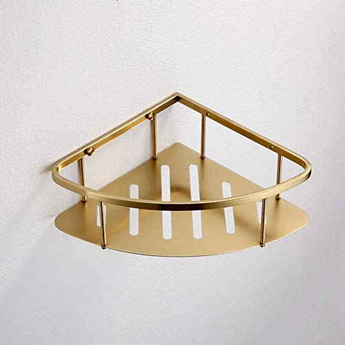 UWY Portaoggetti Singolo Dorato Staffa Triangolare in Acciaio Inossidabile Disegno Filo di Rame Dorato Mensola per Doccia Appeso a Parete Supporto per Bagno Cestino portaoggetti da Bagno Support