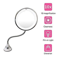 Z-Life 10 X Specchio da Toeletta for Bagno con Lente d'Ingrandimento con Forte Ventosa Girevole A 360 Gradi con Specchio da Viaggio A LED