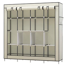 UDEAR Armadio Richiudibile Cabina Salvaspazio Guardaroba Non Tessuto Appendiabiti in Tessuto con Cerniera (Beige)