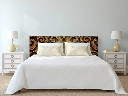 Megadecor Testiera letto - imitazione legno intagliato tono medio - Realizzata in PVC 5 mm - Molto facile da installare - Elegante e originale (200 x 60 cm)