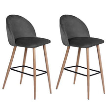 “Nellie”, sgabello da bar con schienale, in velluto grigio, blu, rosa (a scelta), adatto anche per la sala da pranzo e la cucina | altezza della seduta: 65 o 75 cm