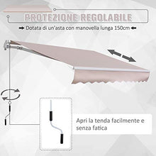 Outsunny Tenda a Braccio da Sole Avvolgibile Manuale in Poliestere Impermeabile Beige 300 x 200cm
