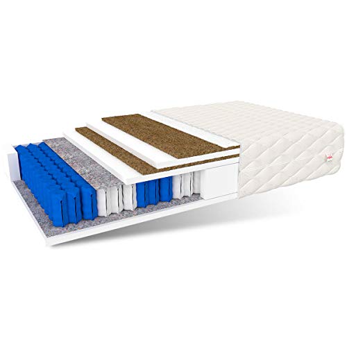 Materasso FDM CRETE 120x200 a molle insacchettate di alta qualità e doppio strato di cocco 7 zone differenziate Altezza 27 cm Rigidità H5 H3 Oeko-Tex Rivestimento Premium sfoderabile e lavabile