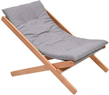 Sedia pieghevole in legno da giardino con cuscino in spugna ad alto rimbalzo e cuscino prendisole, sedia a sdraio per patio (colore: marrone) - grigio