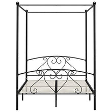 SKM Letto a Baldacchino Nero in Metallo 140x200 cm (25kg)