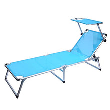 Hyua - Lettino da sole reclinabile, a gravità zero, sedia a sdraio con ombrellone, per giardino, giardino, patio, sedie a sdraio reclinabili, colore: blu
