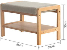 YANG Wooden Shoe Rack Change Scarpe Panca Imbottita poggiapiedi Ottomana Guardaroba Dressing Table Sgabello Carico Massimo 250kg 55 × 33 × 36 Centimetri